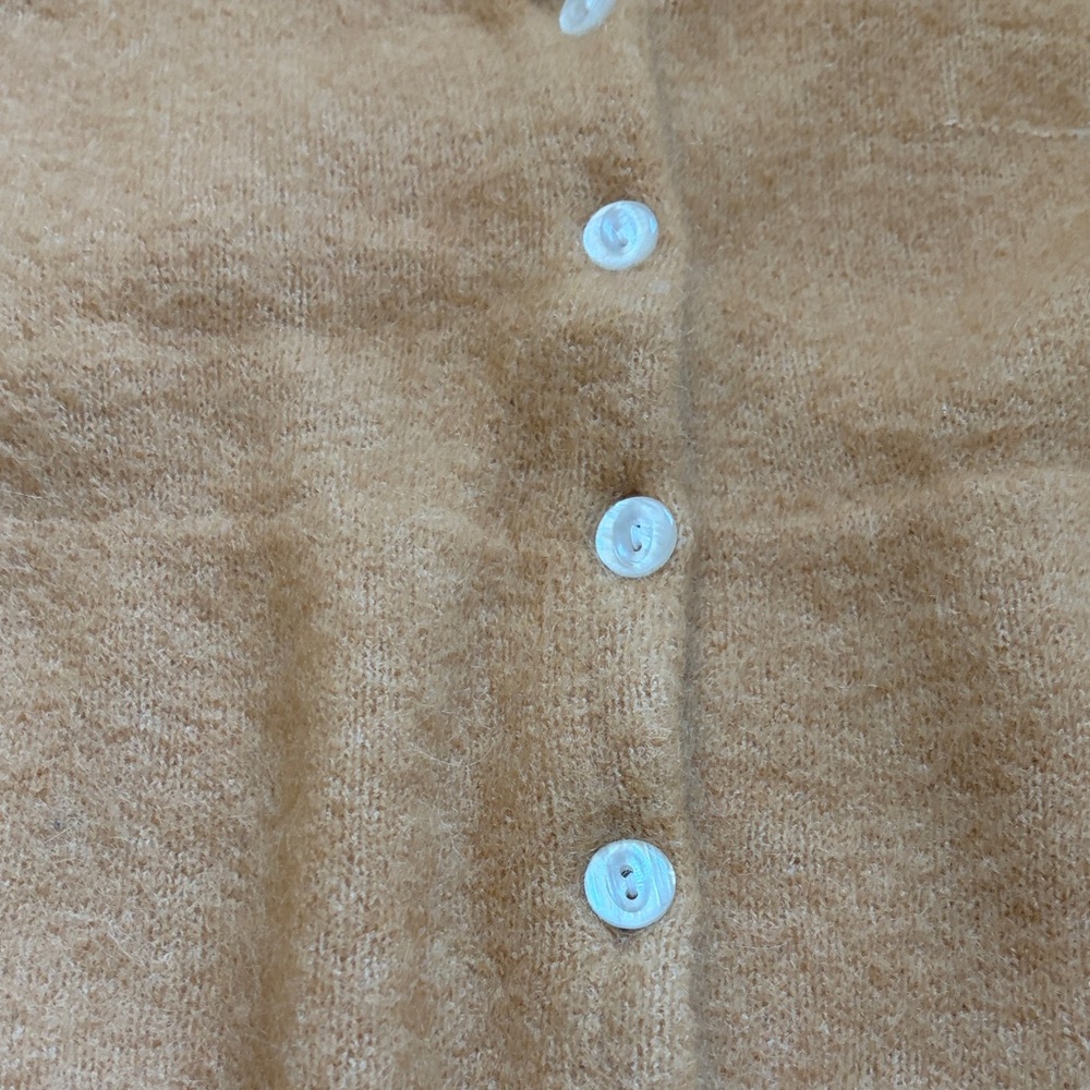 American Vintage Camel Brown V-Neck Button Sweater Vest - Picture 3 of 6